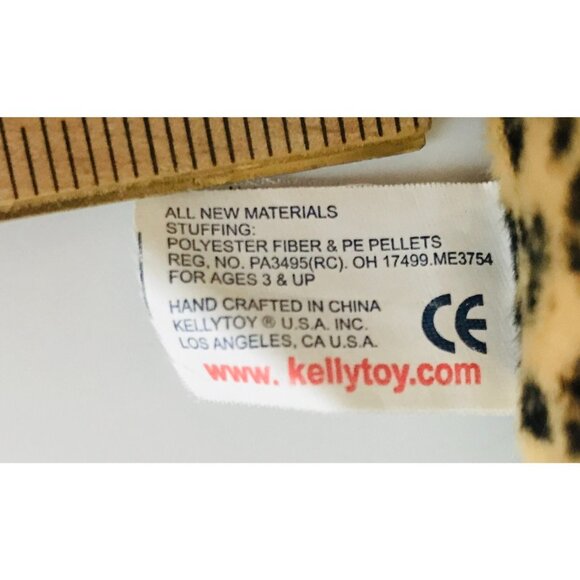 KellyToy Leopard Cheetah Stuffed Animal Plush Soft Toy Wildcat 13" Gold Ribbon - Picture 7 of 8